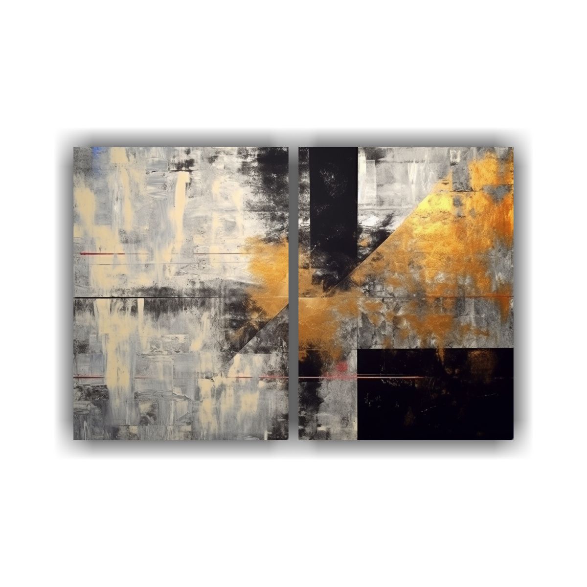 GENERICO - Pinturas Decorativas Abstractas En Negro Y Plata 60x40 Cm