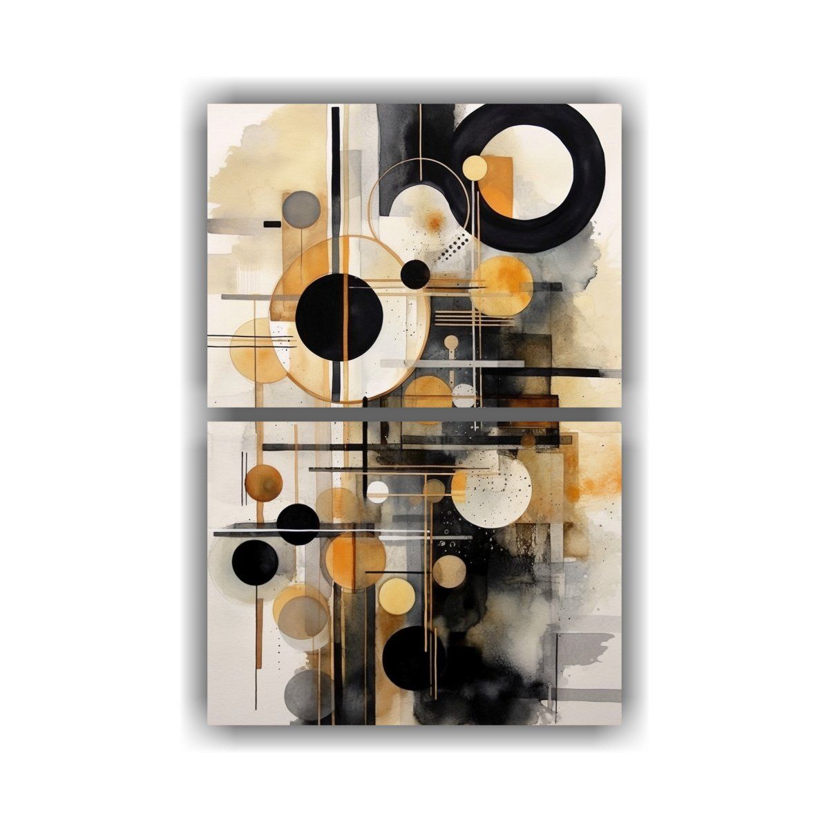 GENERICO - Pinturas Abstractas De Acuarela Con Formas Negras 45x60 Cm