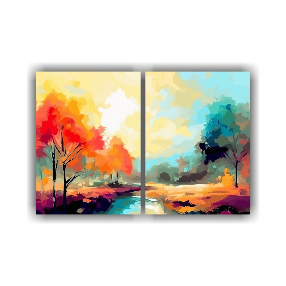 GENERICO - Cuadros Naturaleza Vibrantes Estilo Abstracto 60x40 Cm