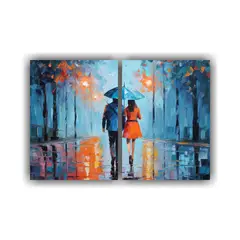GENERICO - Cuadro De Dos Personas Caminando Entre árboles 60x45 Cm