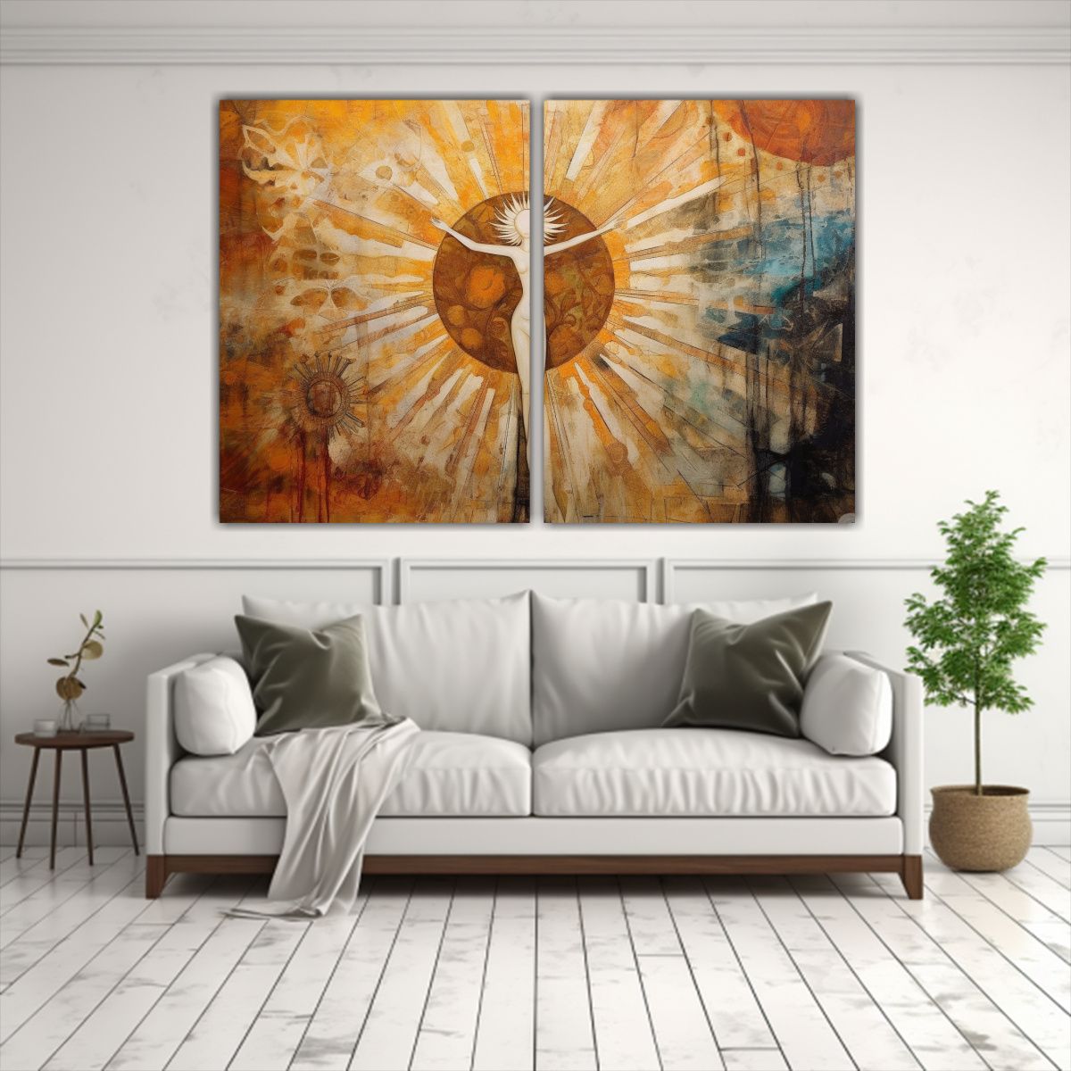 GENERICO - Pintura Mixta De Equilibrio Visual Con Símbolo 60x40 Cm