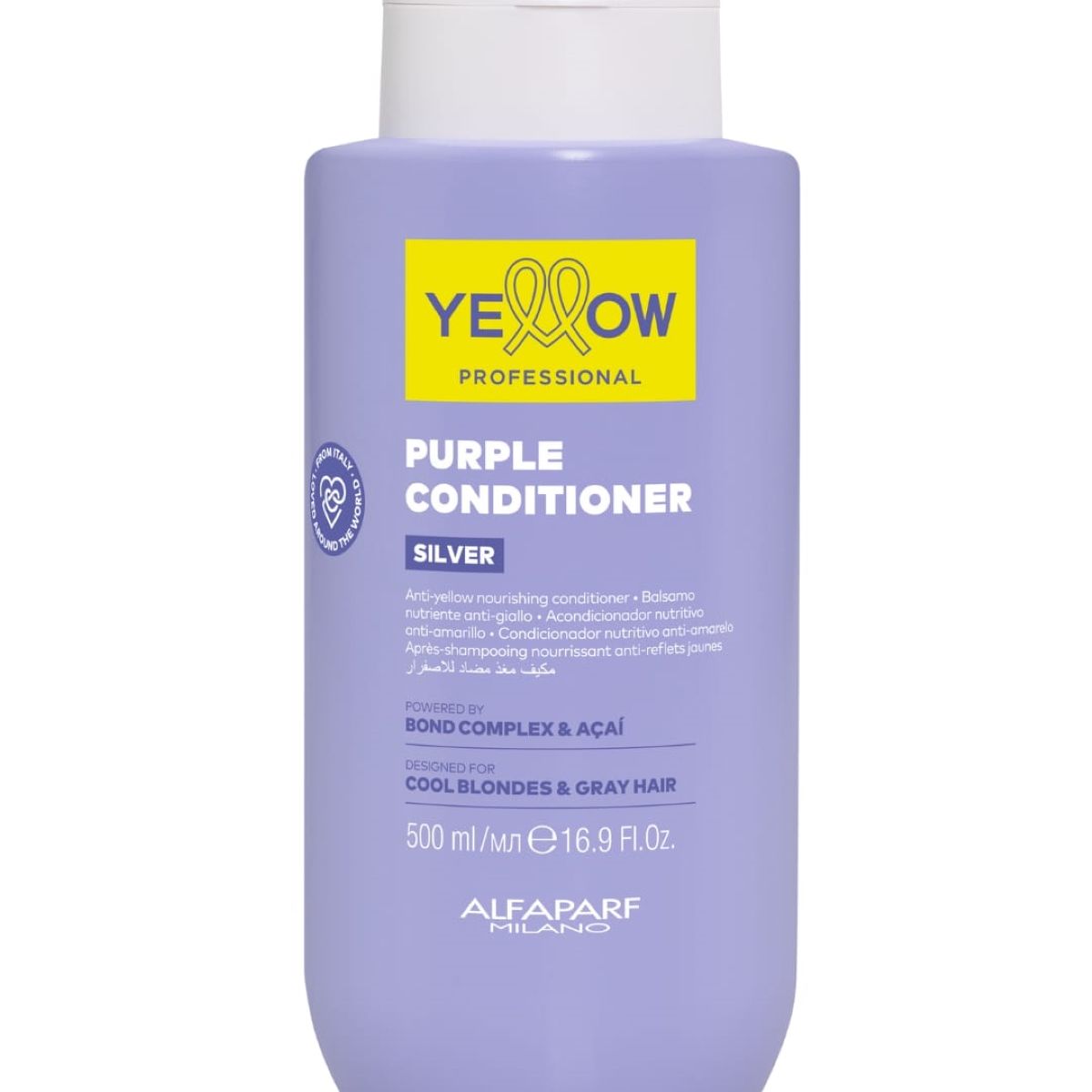 ALFAPARF MILANO - ACONDICIONADOR VIOLETA NEUTRALIZANTE ANTI-AMARILLO YELLOW SILVER 500 ML