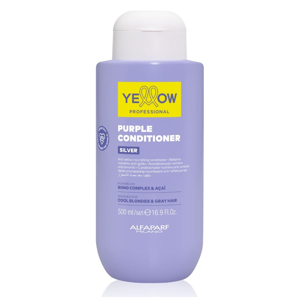 ALFAPARF MILANO - ACONDICIONADOR VIOLETA NEUTRALIZANTE ANTI-AMARILLO YELLOW SILVER 500 ML