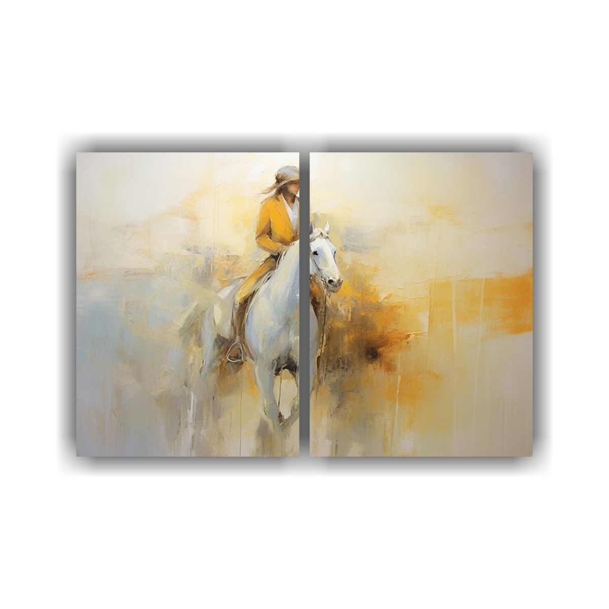 GENERICO - Pintura Original Abstracta Mujer Montando Caballo 60x40 Cm