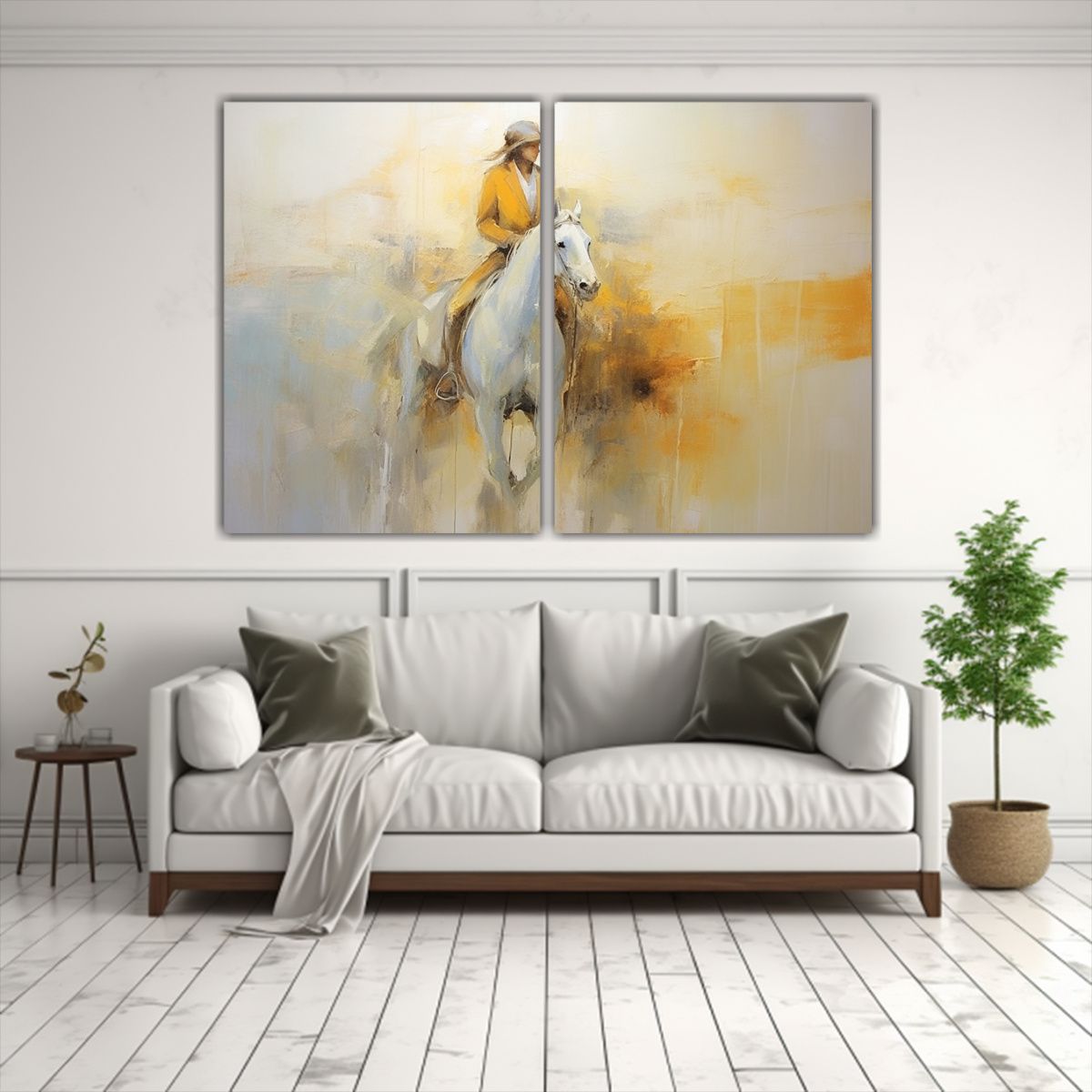 GENERICO - Pintura Original Abstracta Mujer Montando Caballo 60x40 Cm