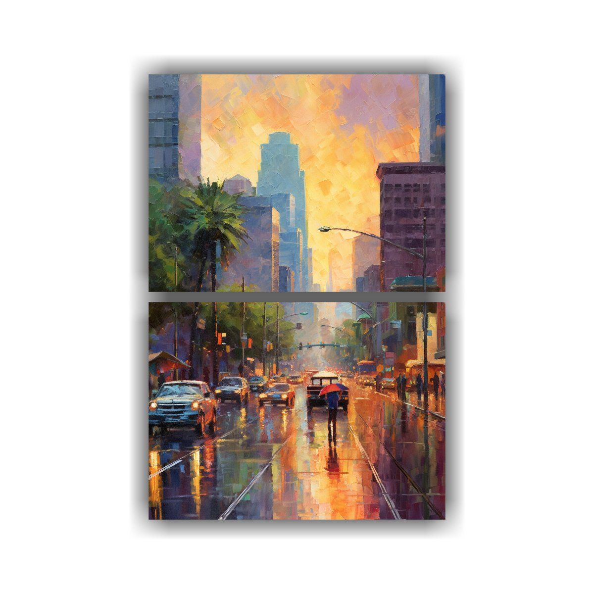 GENERICO - Dos Cuadros Decorativos Temática Los Ángeles 45x60 Cm