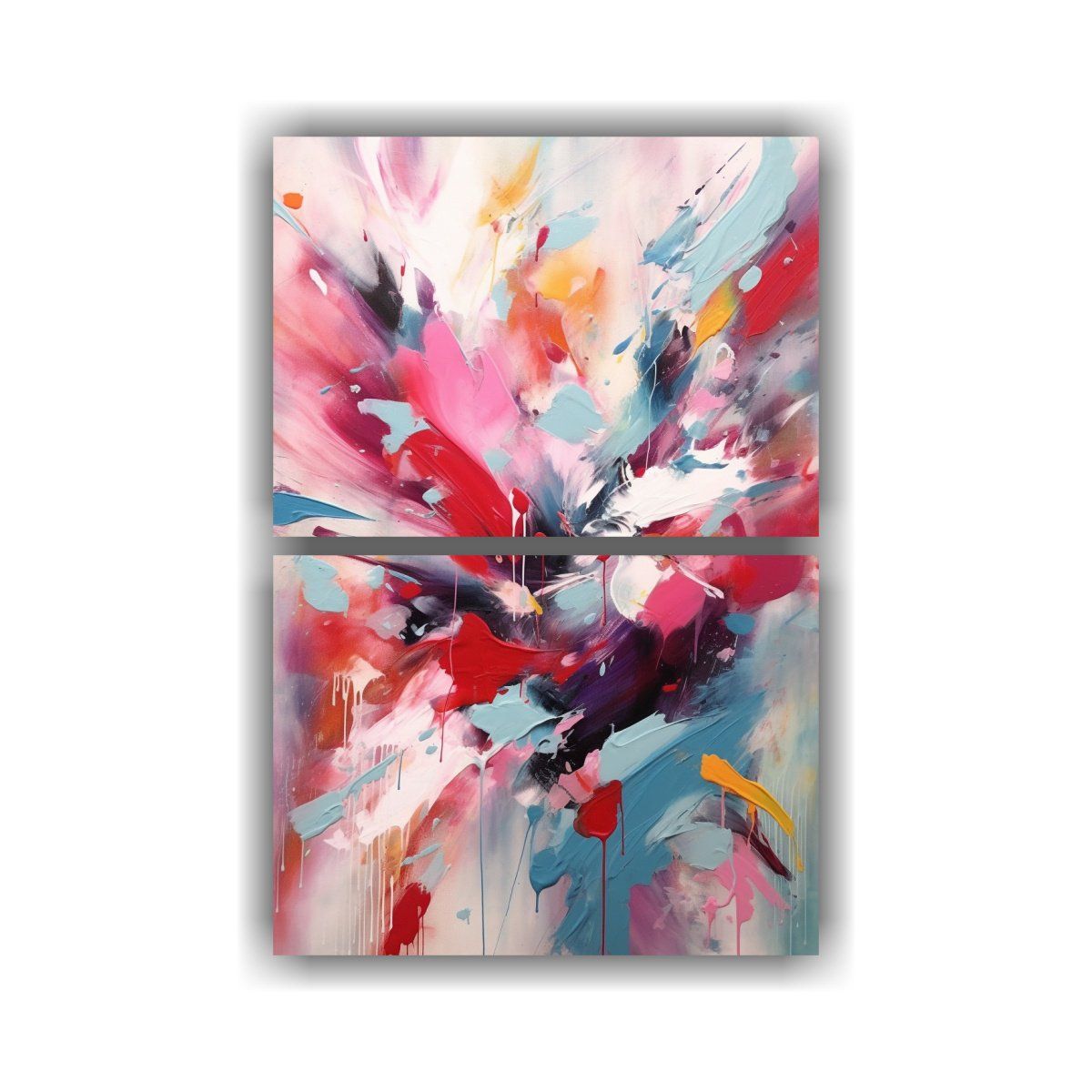 GENERICO - Pintura Abstracta Set 2 Lienzos Composición 40x60 Cm