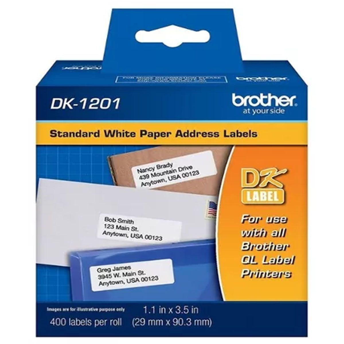 BROTHER - CINTA BROTHER DK-1201, 29 MM X 90 MM, 400 ETIQUETAS.