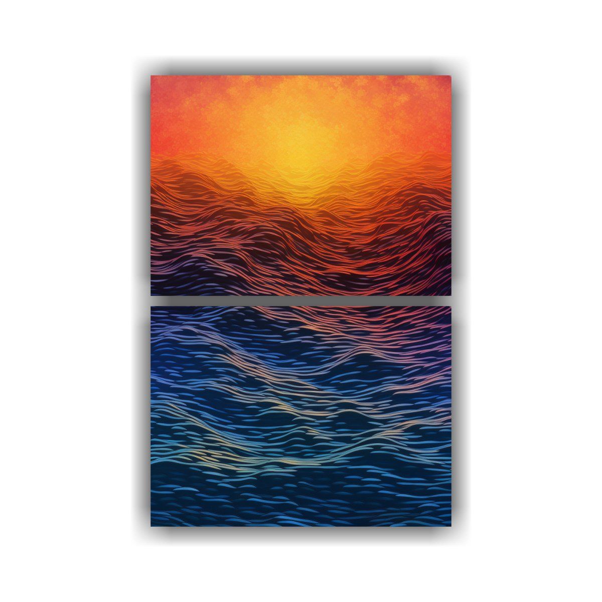 GENERICO - Pinturas Decorativas Interacción De Ondas 40x60 Cm