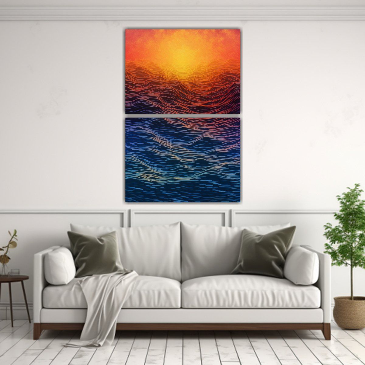 GENERICO - Pinturas Decorativas Interacción De Ondas 40x60 Cm