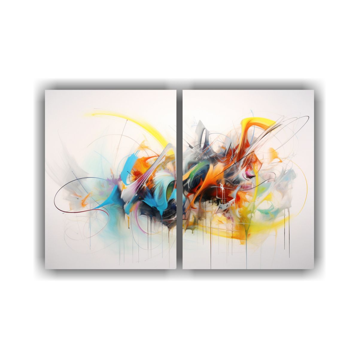 GENERICO - Cuadro Abstracto Estilo Albert Oehlen Con Intensa 60x40 Cm