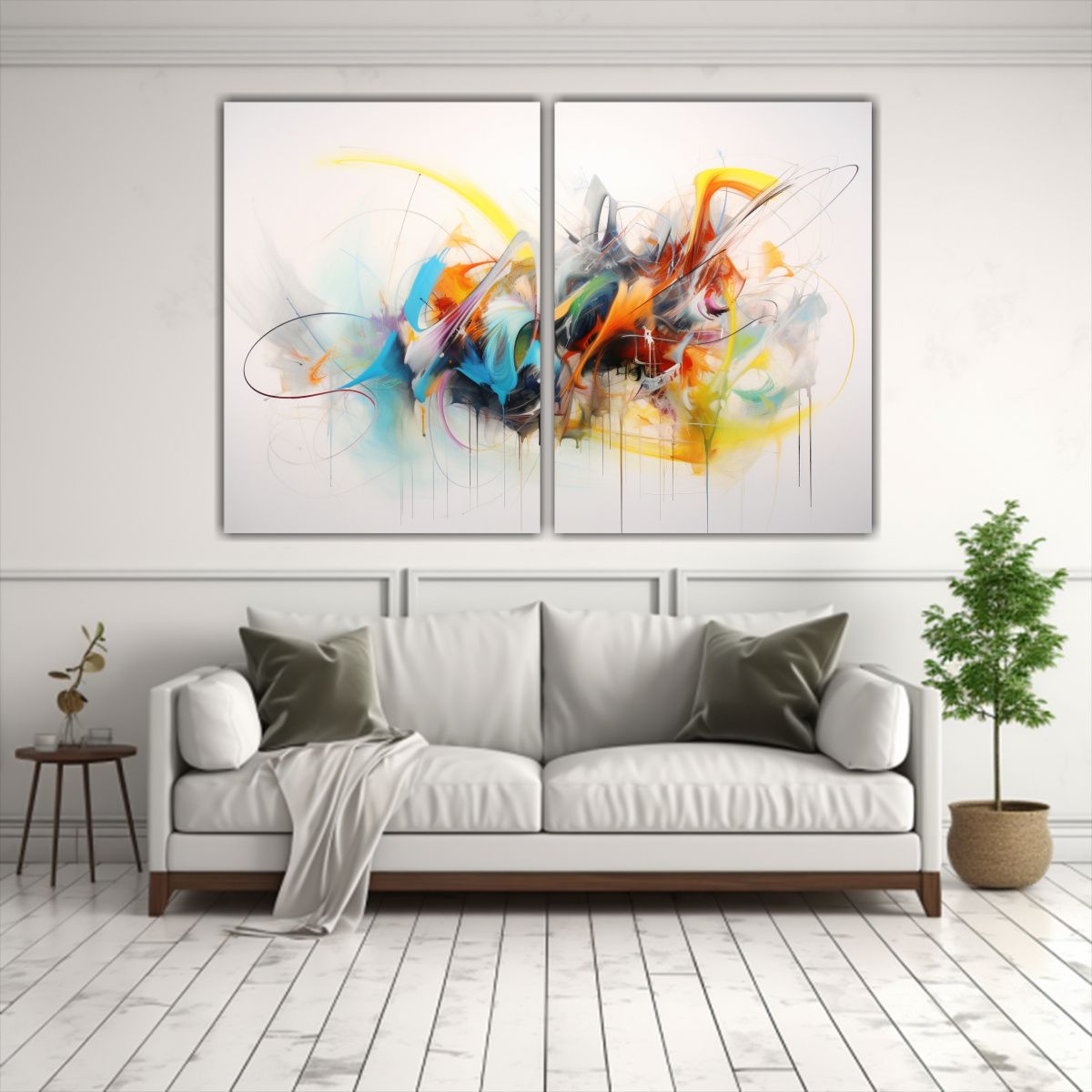 GENERICO - Cuadro Abstracto Estilo Albert Oehlen Con Intensa 60x40 Cm