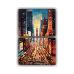 GENERICO - Cuadro De Times Square En Bastidor De Madera 40x60 Cm