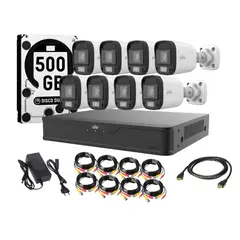 UNIVIEW - Kit 8 Camaras Bala Colorhunter 1080p App Movil Audio 500gb