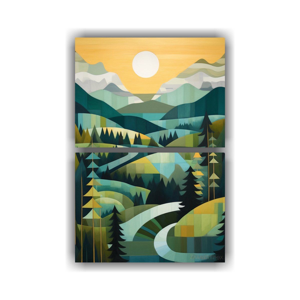 GENERICO - Pintura Al óleo Lienzo Colinas Montañas 40x60 Cm