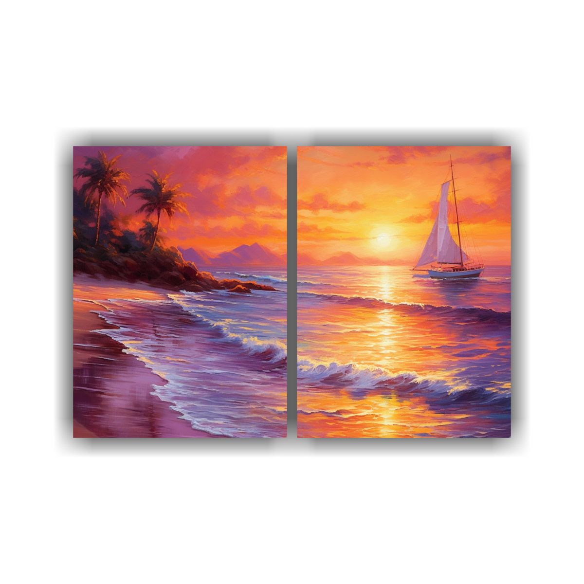 GENERICO - Paisaje Costero Tranquilo Pintura Al óleo Con 60x40 Cm