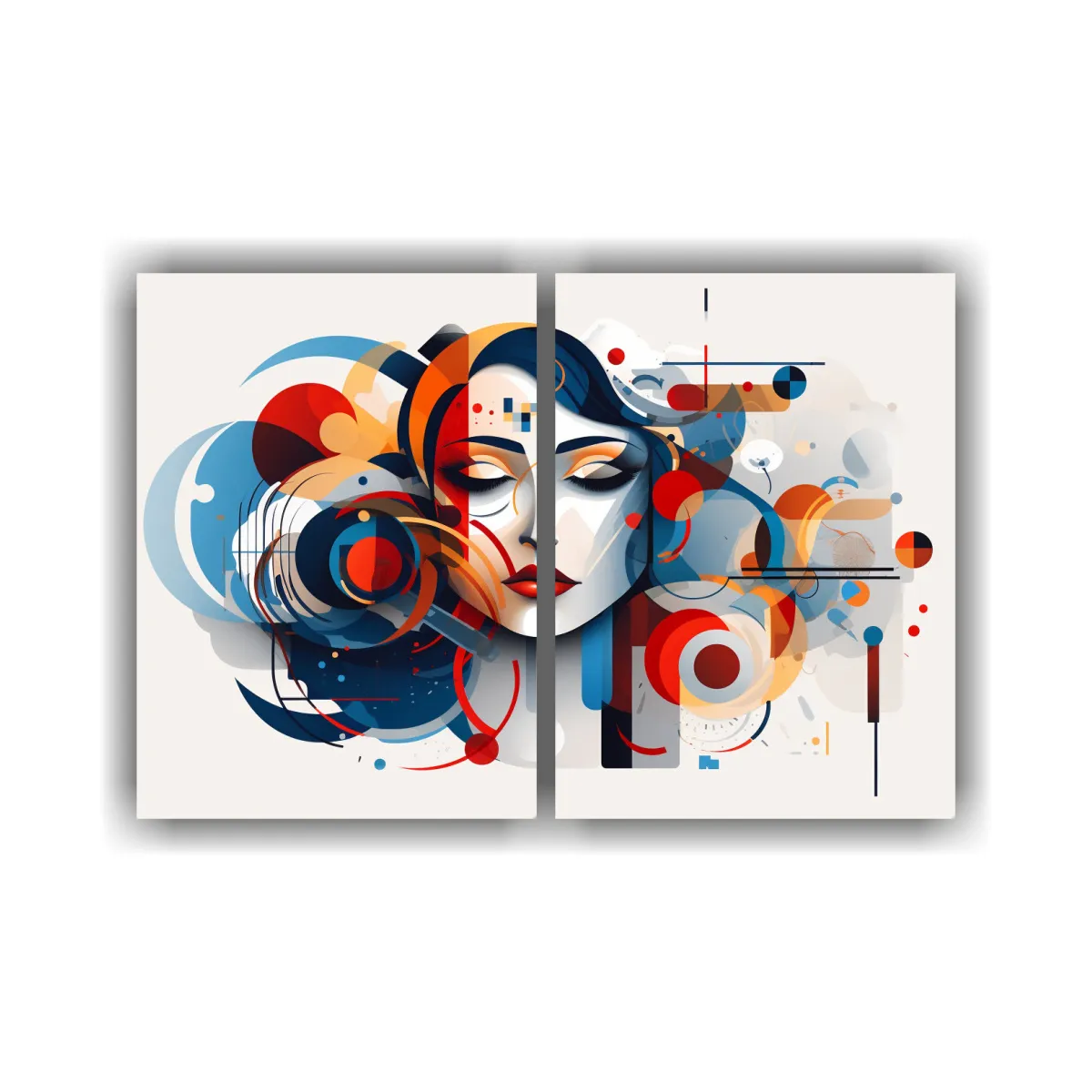 GENERICO - Cuadro Abstracto Con Elementos Cubistas En Estilo 60x45 Cm