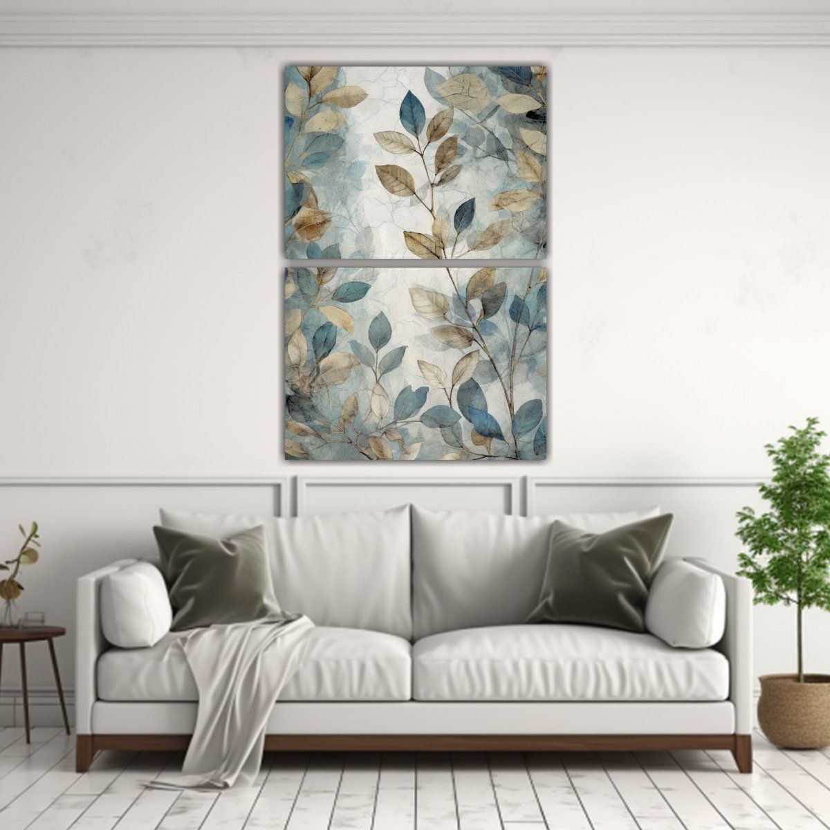 GENERICO - Arte De Pared Cuadro Hojas Rústicas En Gris 40x60 Cm