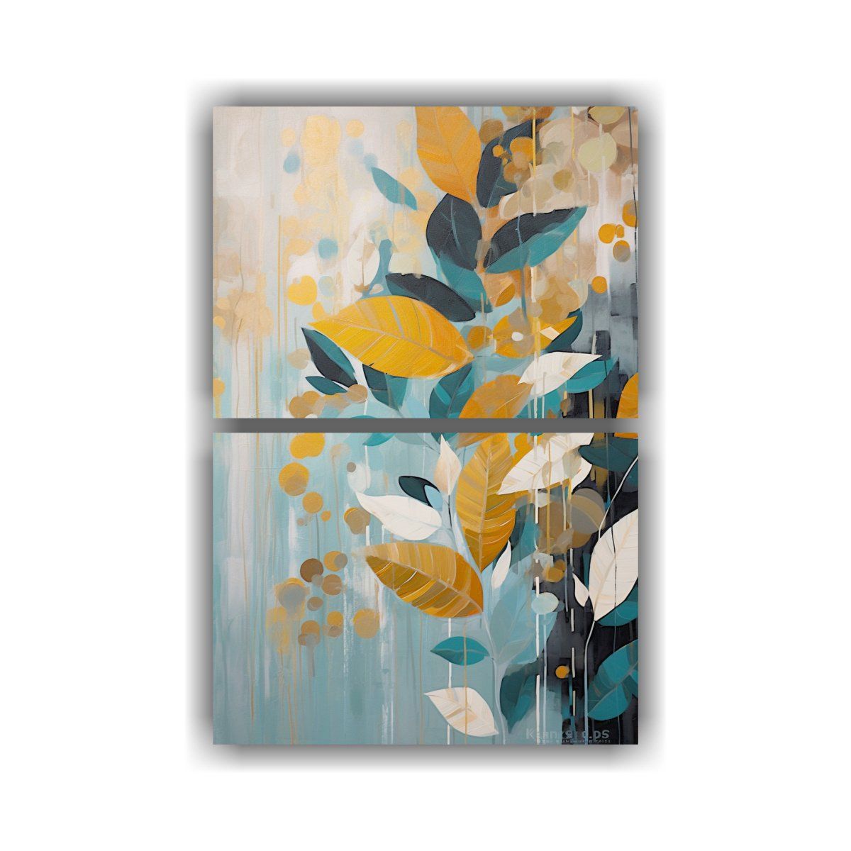 GENERICO - Pintura Abstracta Con Hojas Tropicales En El Baño 40x60 Cm