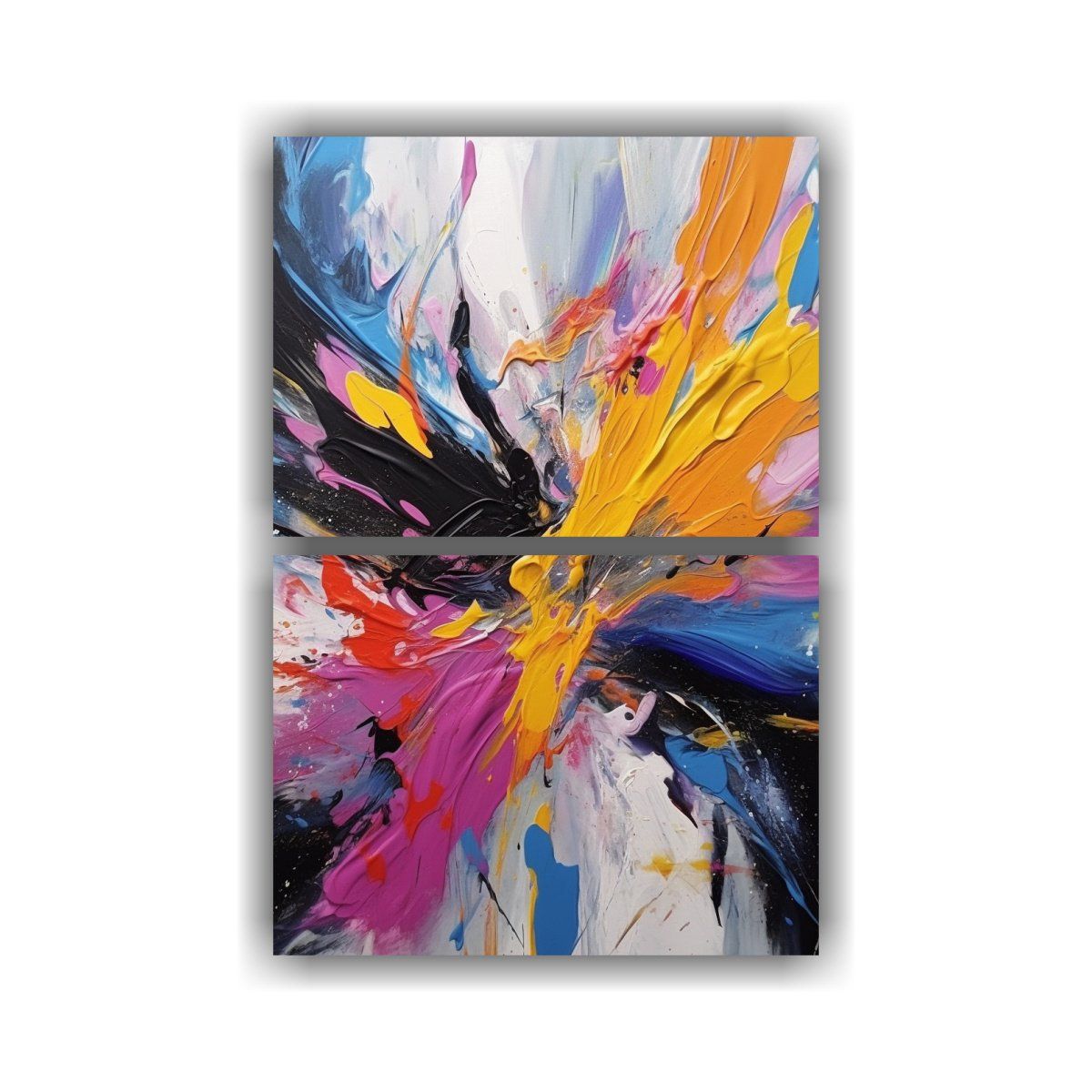 GENERICO - Set 2 Pinturas Abstractas En Relieve Galería 45x60 Cm