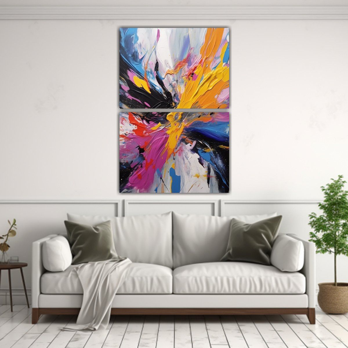 GENERICO - Set 2 Pinturas Abstractas En Relieve Galería 45x60 Cm