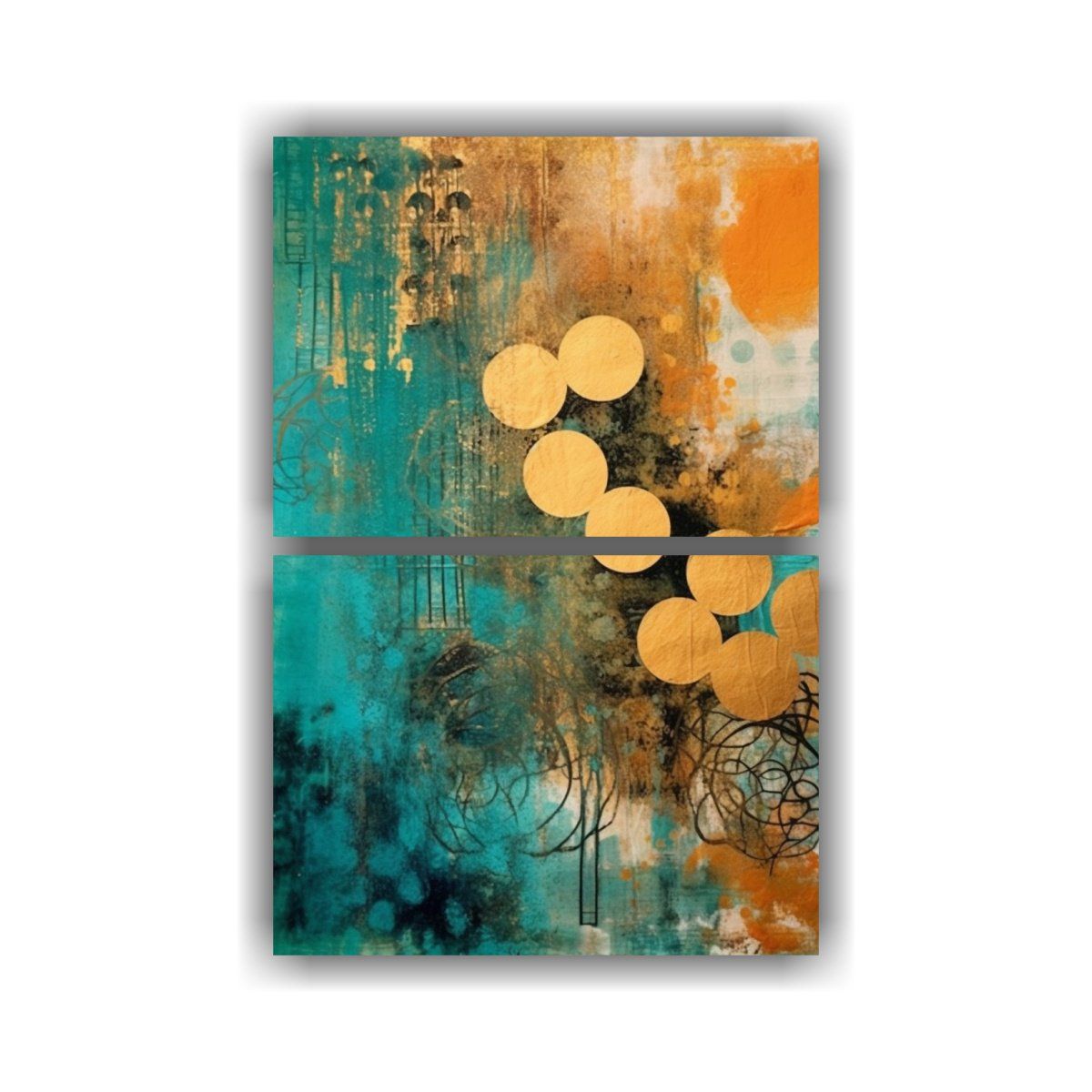 GENERICO - Set 2 Cuadros Abstractos Patron Intenso Y 40x60 Cm