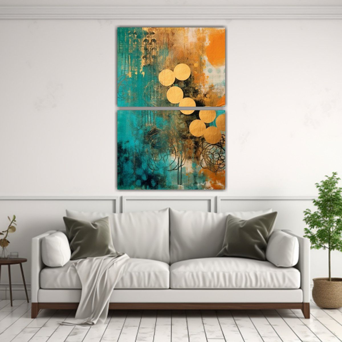 GENERICO - Set 2 Cuadros Abstractos Patron Intenso Y 40x60 Cm