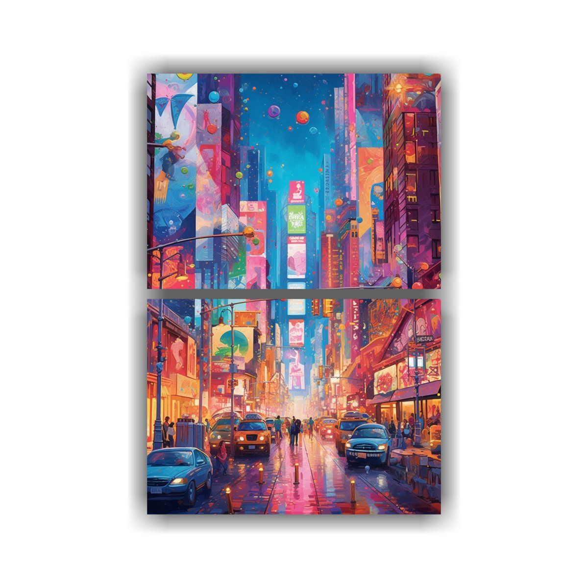 GENERICO - Díptico Abstracción Escenas De Nueva York 40x60 Cm