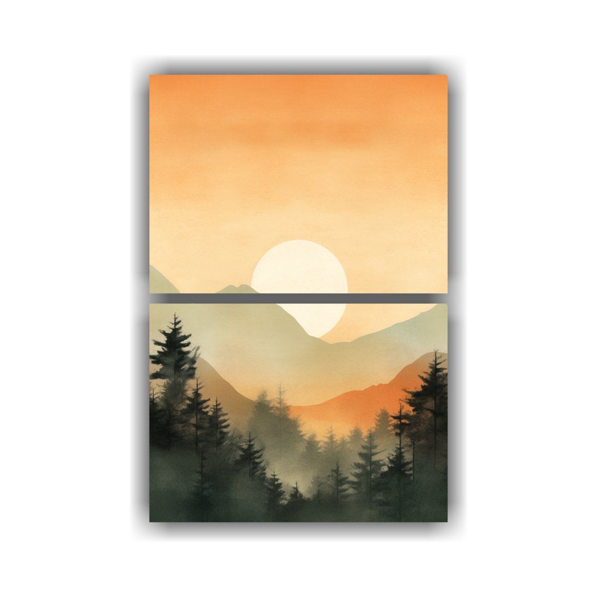 GENERICO - Cuadro De Montaña En Lienzo Estilo Acuarela 45x60 Cm