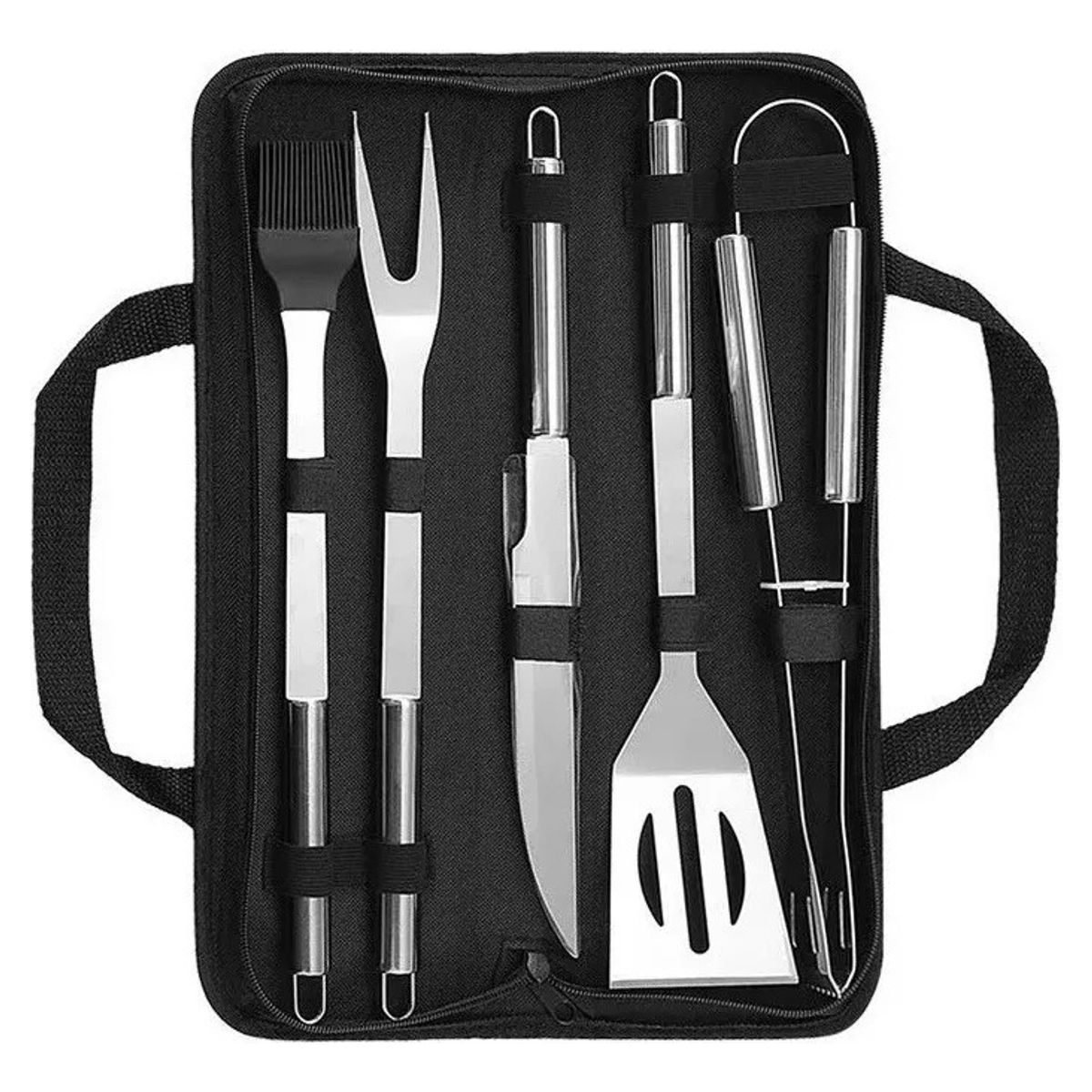 GENERICO - Set Parrillero Para Asados Parrilla 5pcs Acero Inoxidable