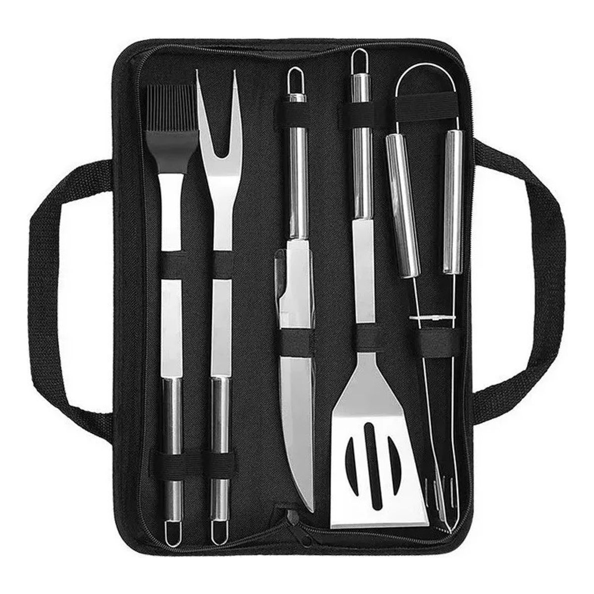 GENERICO - Set Parrillero Para Asados Parrilla 5pcs Acero Inoxidable
