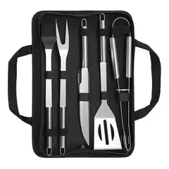 GENERICO - Set Parrillero Para Asados Parrilla 5pcs Acero Inoxidable