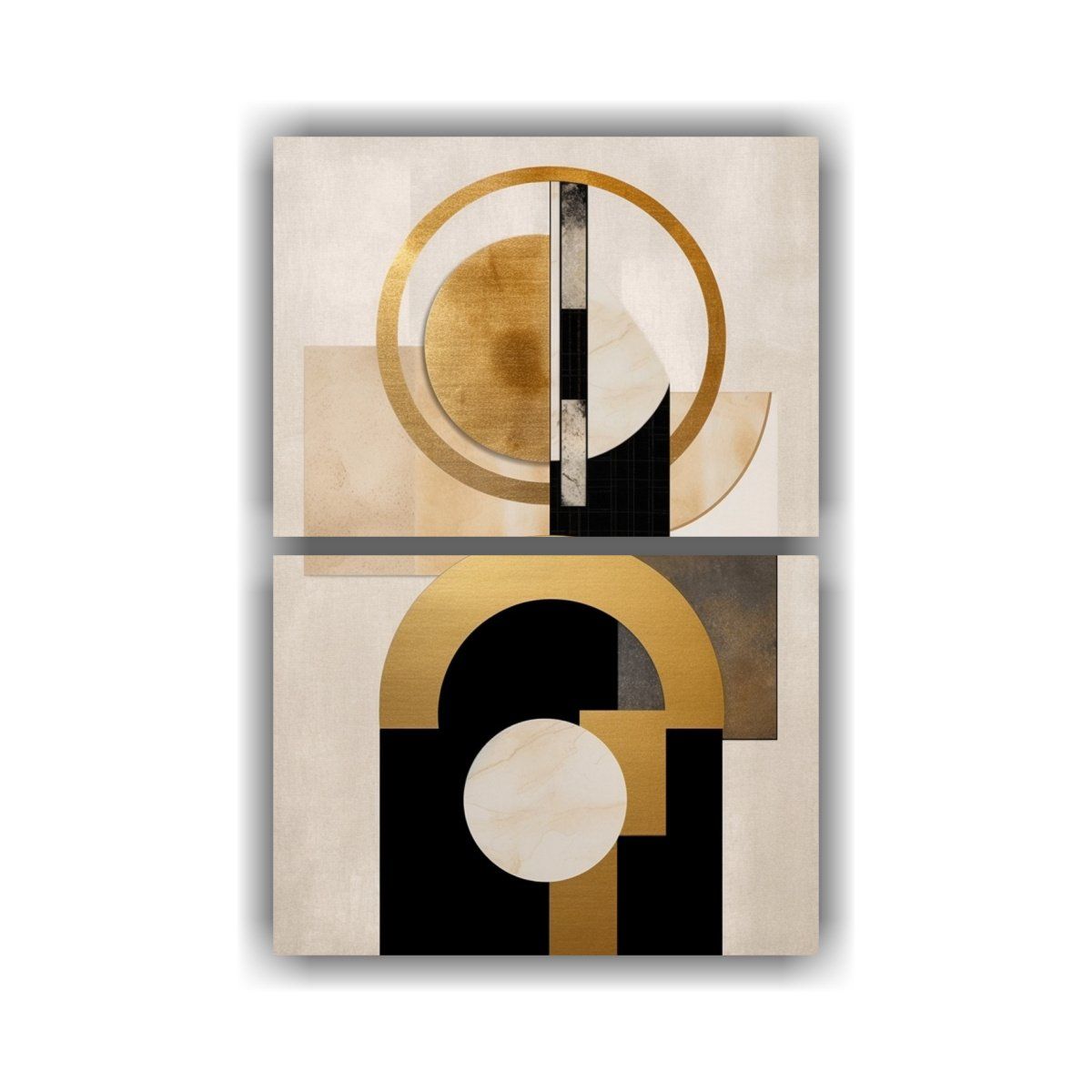 GENERICO - Dos Lienzos Imagen Baño En Oro Blanco Y Negro 40x60 Cm