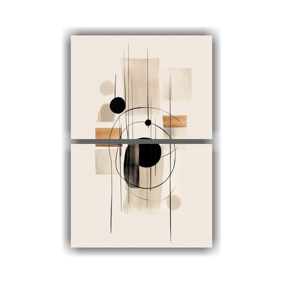 GENERICO - Diptico Abstracto Vintage Época Con Acuarela 45x60 Cm