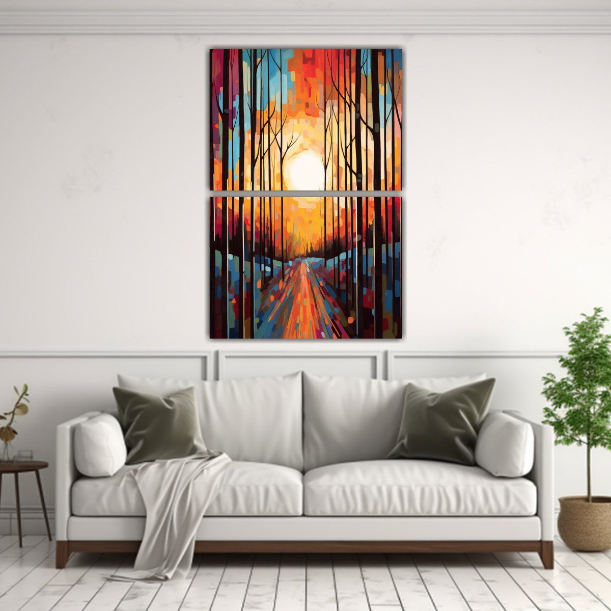 GENERICO - Cuadros Modernos Paisaje Vibrante Con Líneas 45x60 Cm