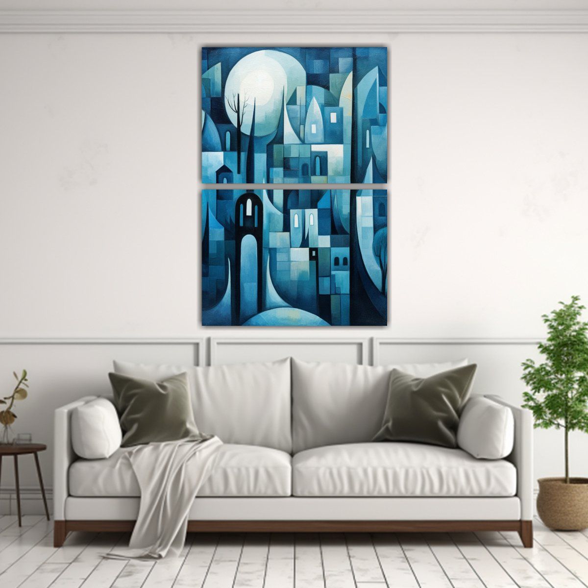 GENERICO - Paisaje Abstracto En Azules Vibrantes Sobre Fondo 45x60 Cm