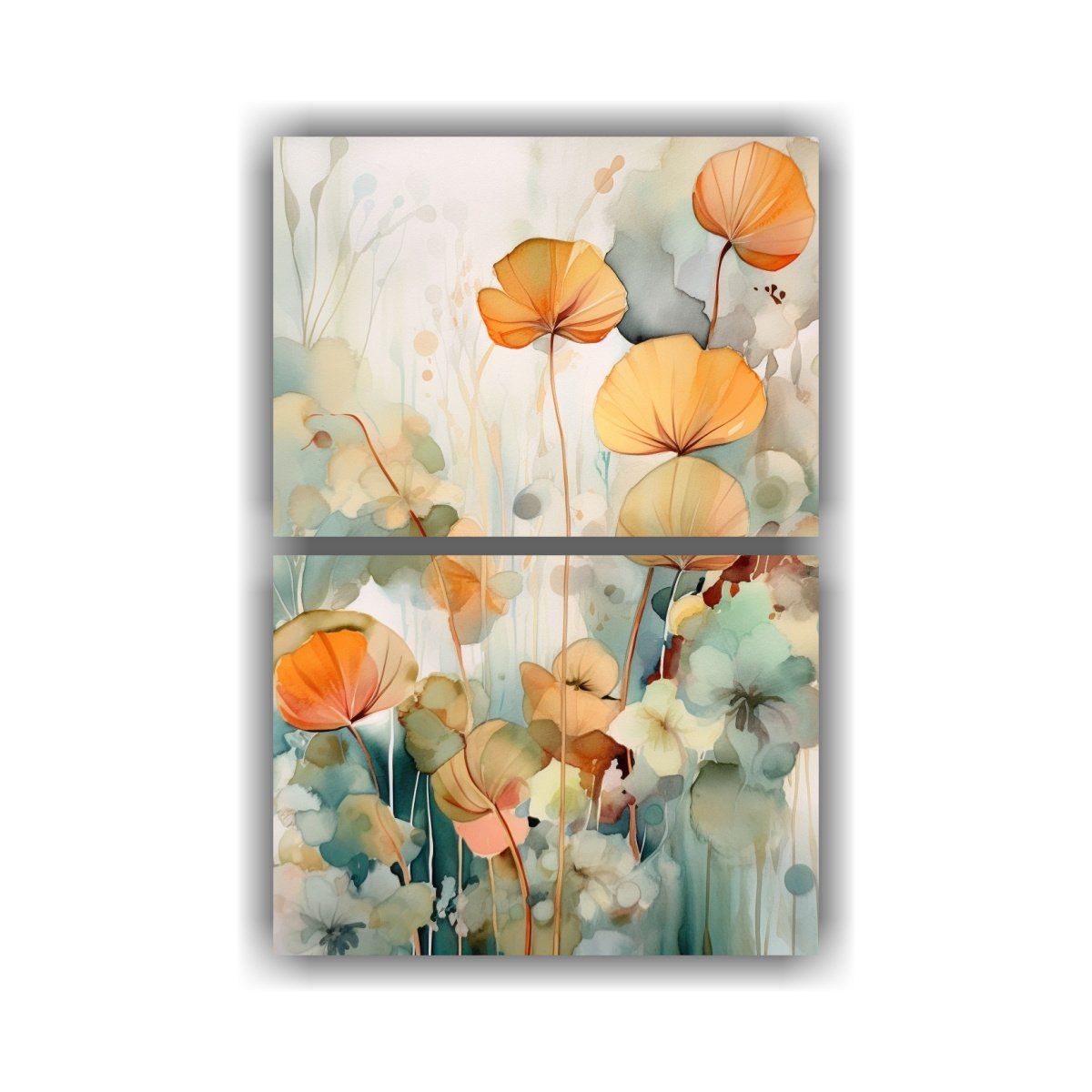 GENERICO - Pintura Acuarela Flores Y Plantas Abstractas En 40x60 Cm