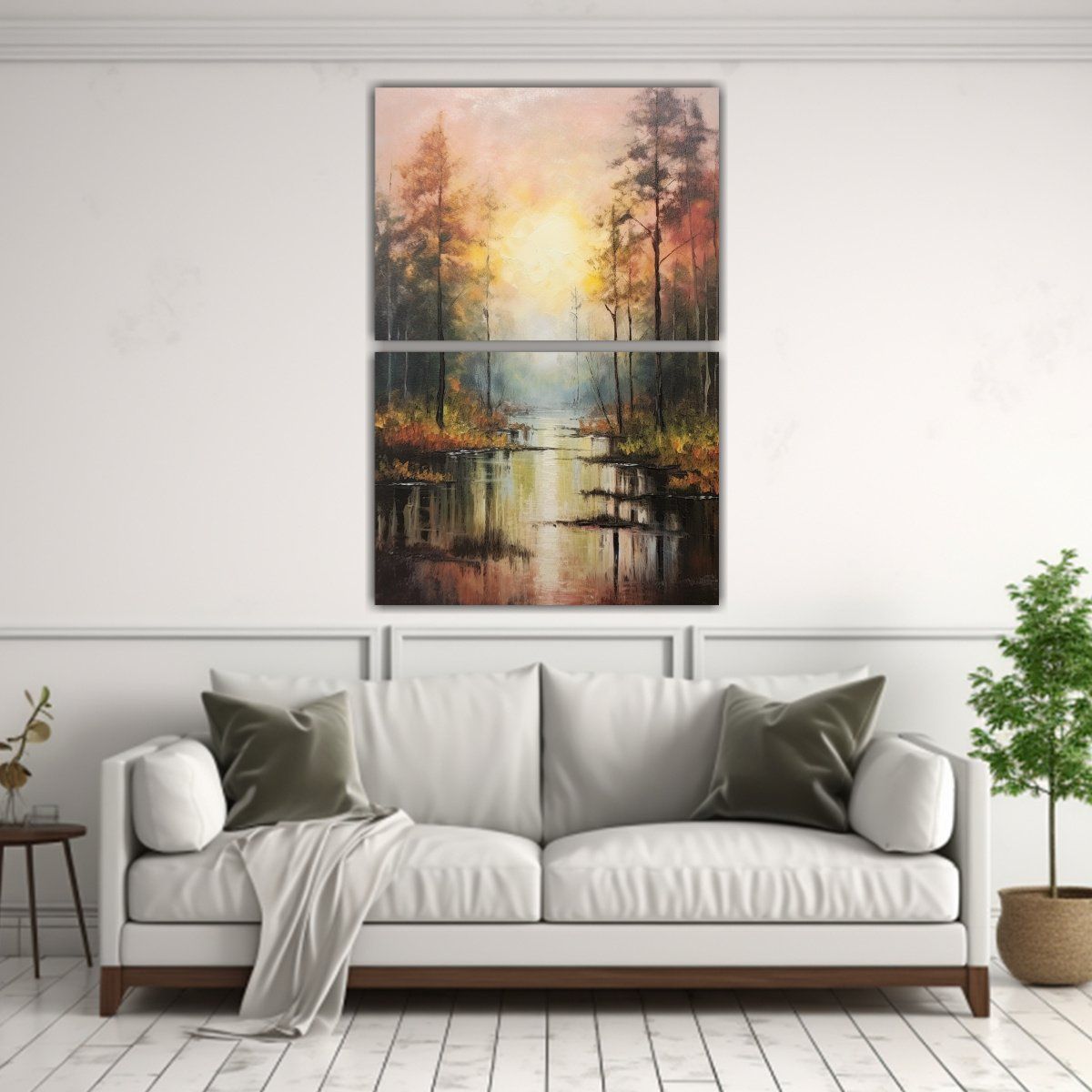 GENERICO - Pinturas Decorativas Con Motivo De Bosque Y Lago 40x60 Cm