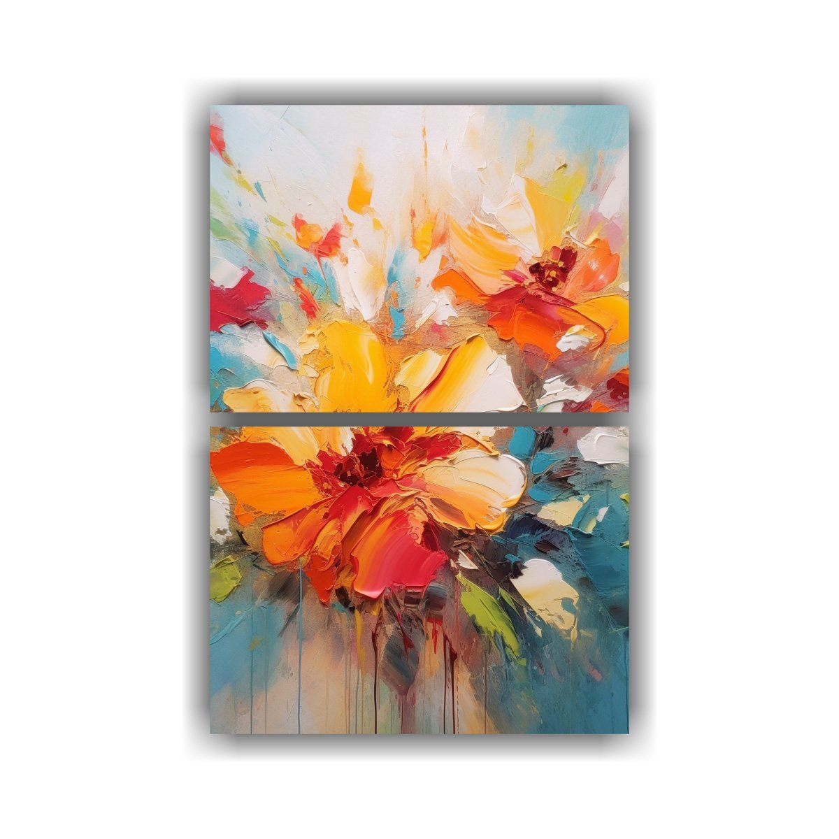 GENERICO - Cuadro Decorativo Diptico Moderno Flores Grandes 40x60 Cm