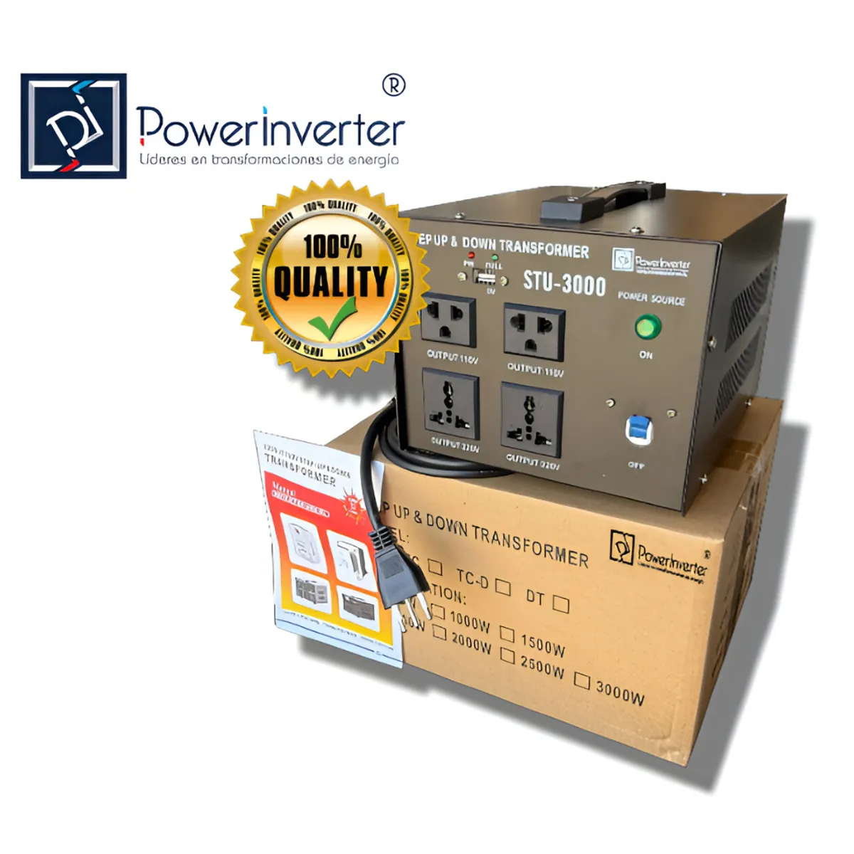 GENERICO - TRANSFORMADOR BIDIRECCIONAL 220VAC A 110VAC 5000W - USB - ALTA CALIDAD