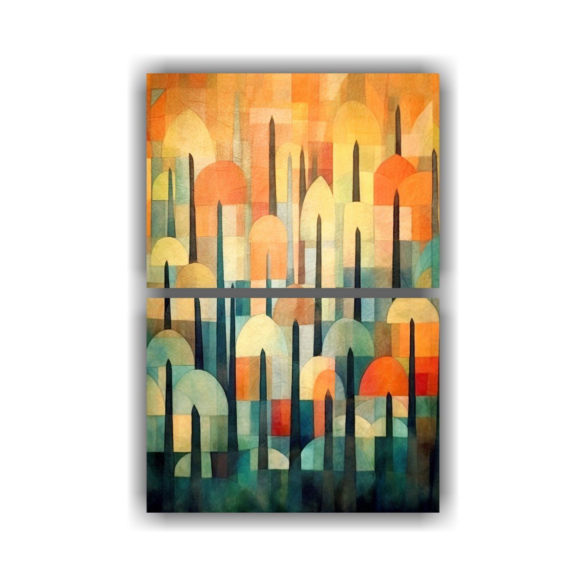 GENERICO - Set 2 Lienzos Armonía De Colores Estilo Forest 45x60 Cm