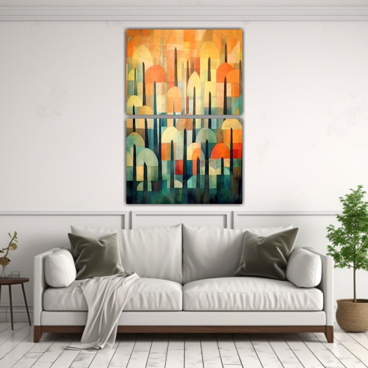 GENERICO - Set 2 Lienzos Armonía De Colores Estilo Forest 45x60 Cm