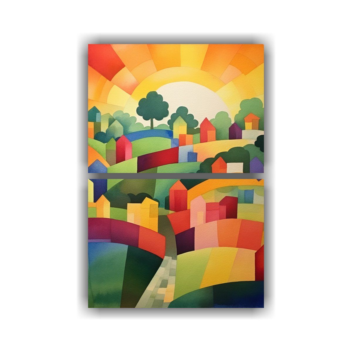 GENERICO - Pintura Abstracta Acuarela Surrealista Movimiento 40x60 Cm