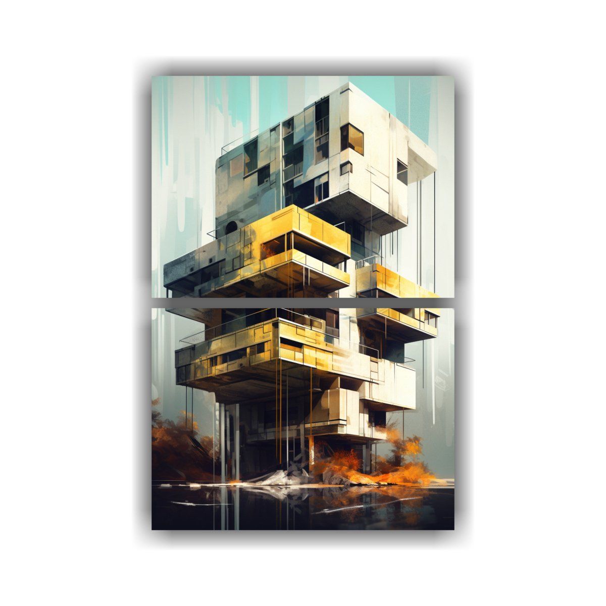 GENERICO - Cuadro De Edificio Colorido De Artista En Arte 45x60 Cm