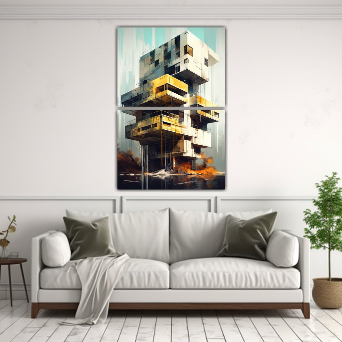 GENERICO - Cuadro De Edificio Colorido De Artista En Arte 45x60 Cm