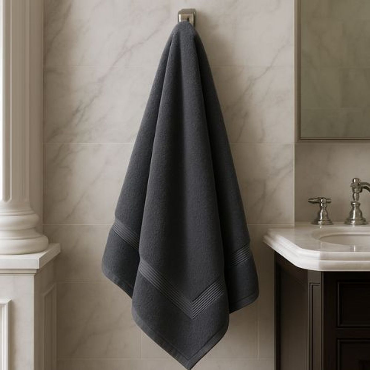 LE NUIT - Juego Toallas 1100 Gramos Algodón Egipcio Baño y Mano Gris Pizarra