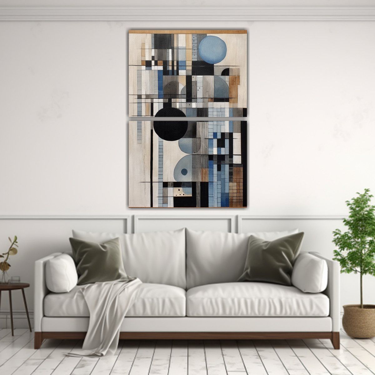 GENERICO - Cuadros Modernos Figuras Gris Negro Y Azul Con 45x60 Cm