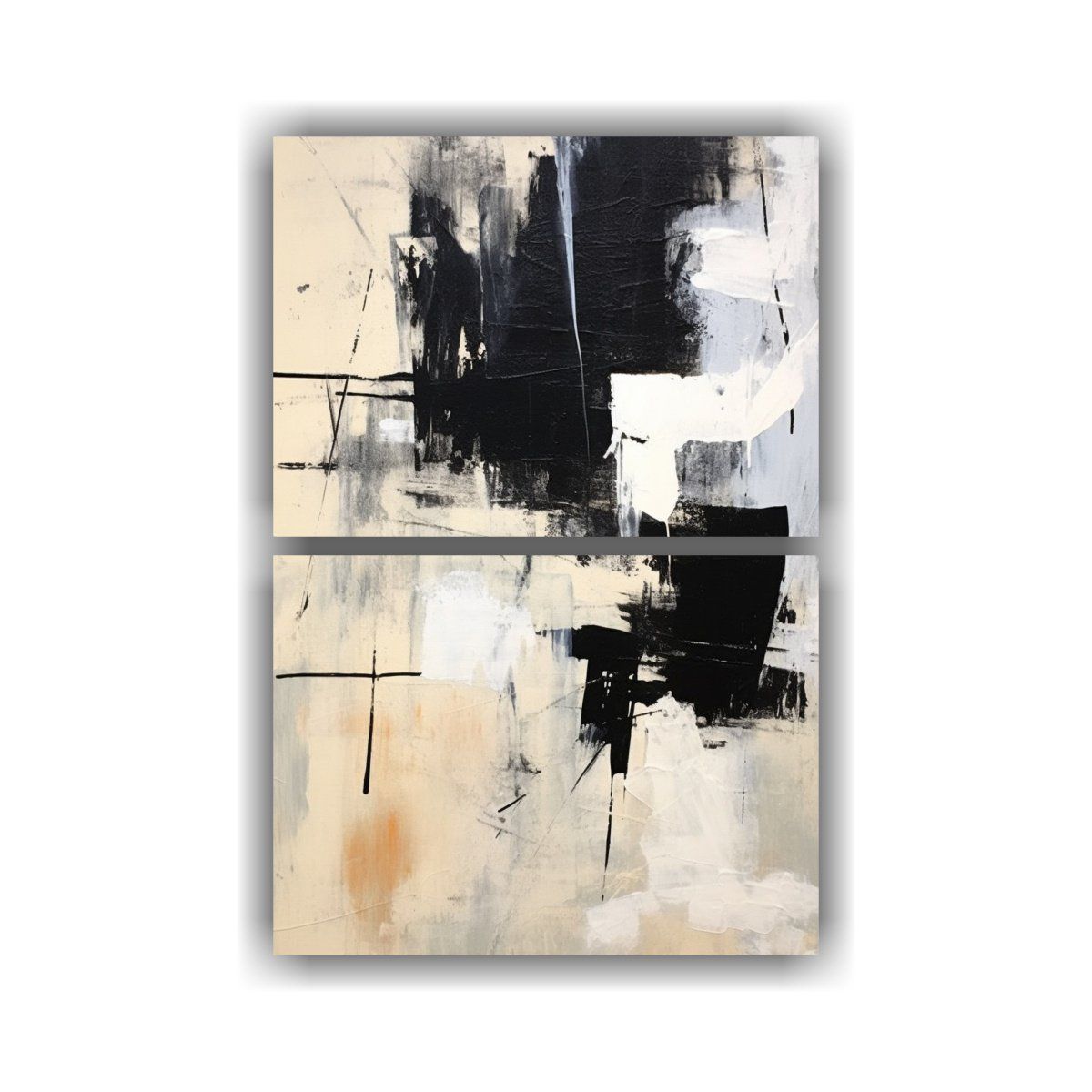 GENERICO - Cuadro Abstracto En Blanco Y Negro Estilo Galería 40x60 Cm