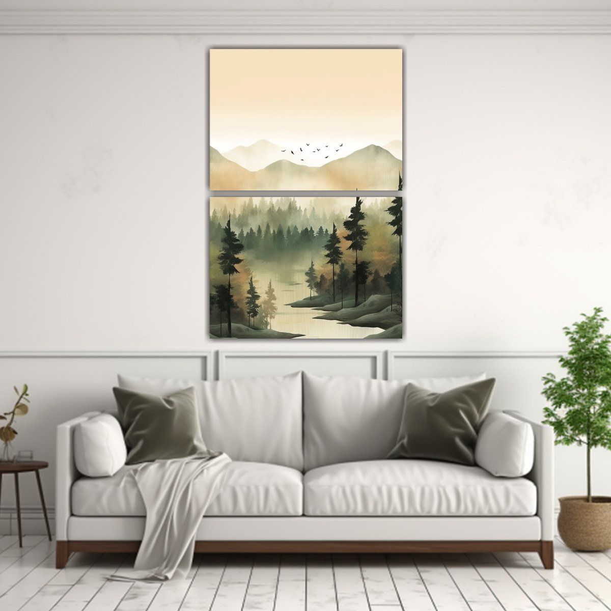 GENERICO - Impresión Artística Paisaje Verde Suave De Dos 45x60 Cm