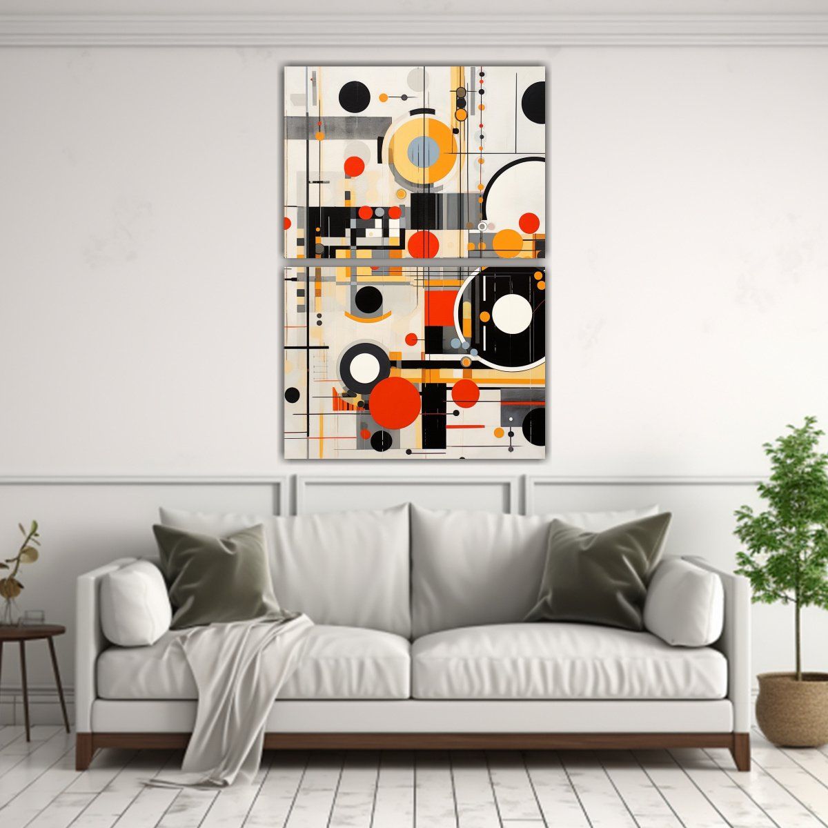 GENERICO - Cuadro Abstracto Con Círculos Y Geometría 40x60 Cm